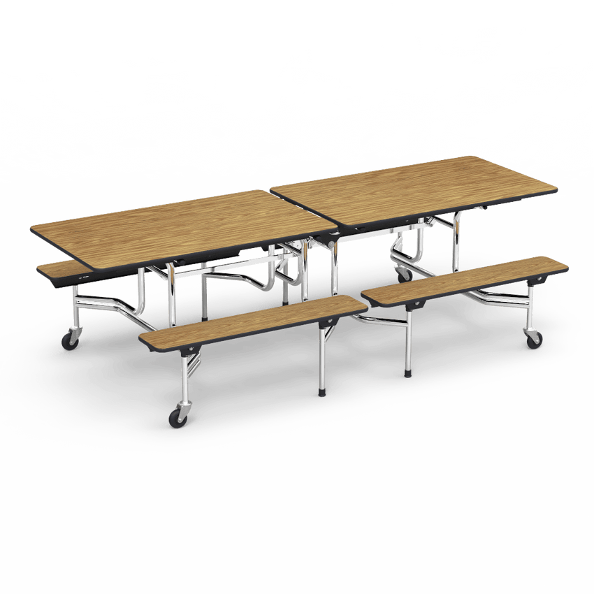 Virco MTB17298AEB - Mobile Bench Cafeteria Table - Sure Edge - 17"H x 8'L Bench, 29"H x 30"W x 96"L (Virco MTB17298AEB) - SchoolOutlet