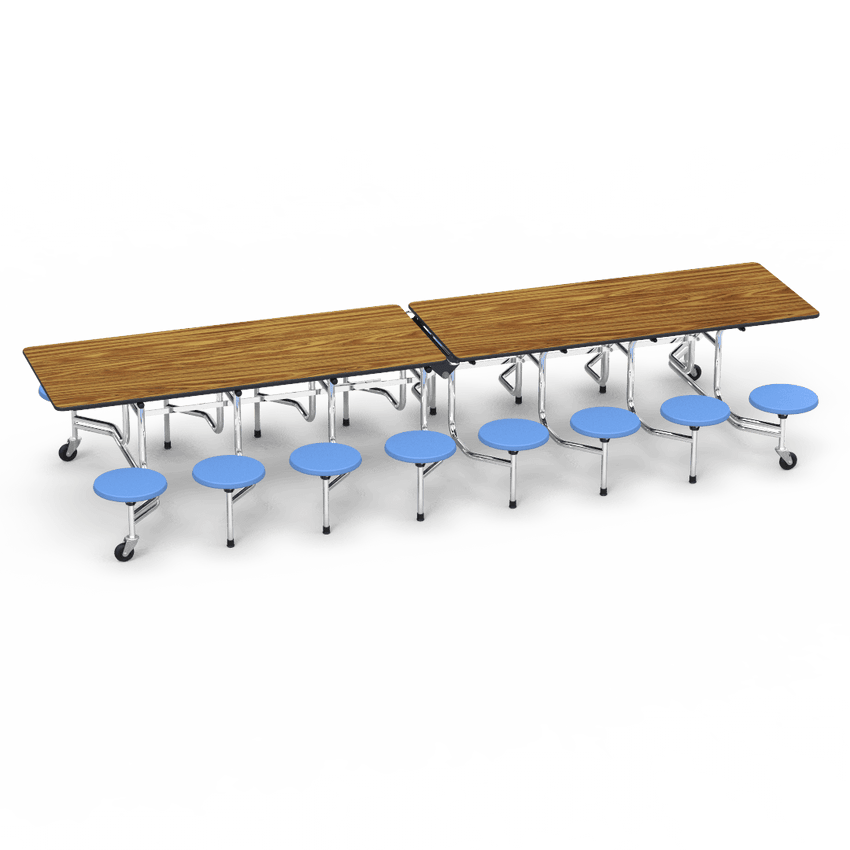 Virco MTS15271216 - Mobile Stool Cafeteria Table 27"H x 30"W x 12'Long, 15" high Stools with 16 Stools (Virco MTS15271216) - SchoolOutlet