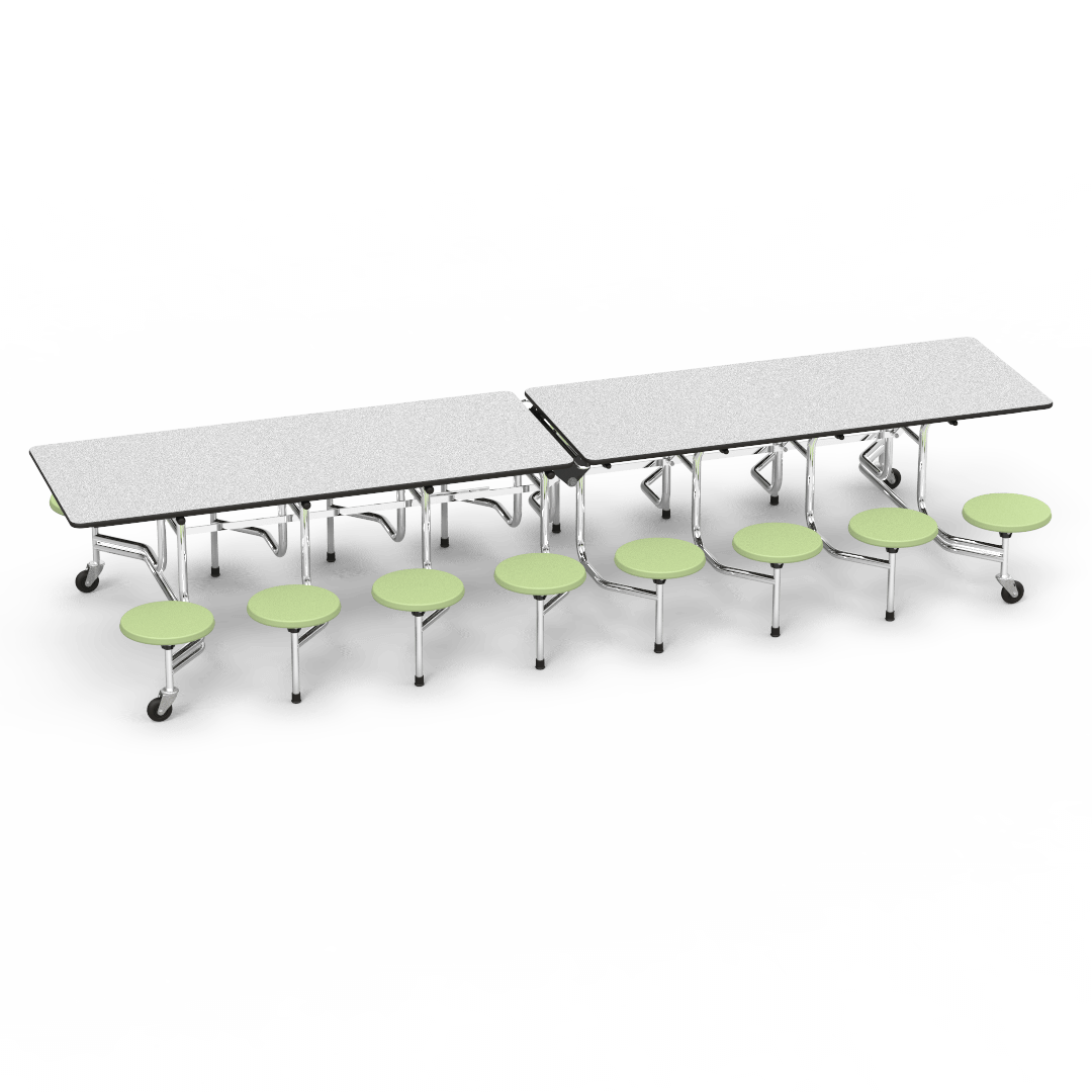 Virco MTS15271216 - Mobile Stool Cafeteria Table 27"H x 30"W x 12'Long, 15" high Stools with 16 Stools (Virco MTS15271216) - SchoolOutlet