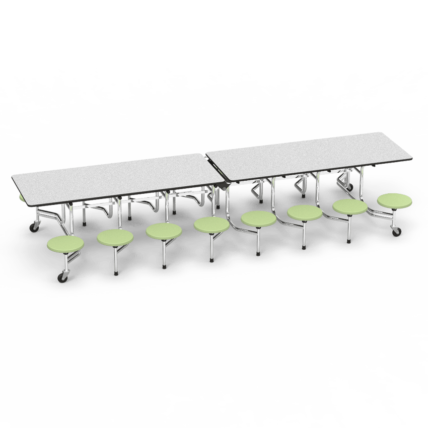 Virco MTS15271216 - Mobile Stool Cafeteria Table 27"H x 30"W x 12'Long, 15" high Stools with 16 Stools (Virco MTS15271216) - SchoolOutlet