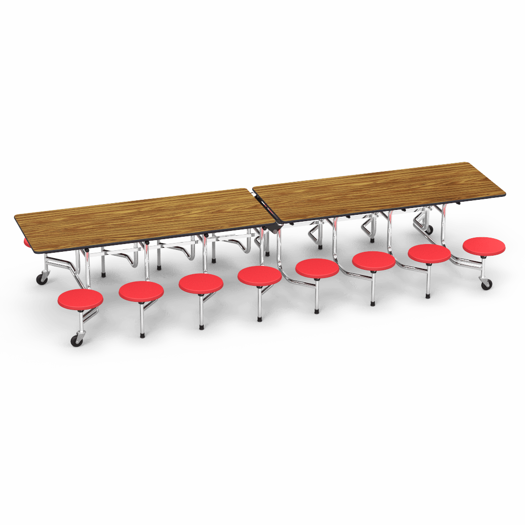 Virco MTS15271216 - Mobile Stool Cafeteria Table 27"H x 30"W x 12'Long, 15" high Stools with 16 Stools (Virco MTS15271216) - SchoolOutlet