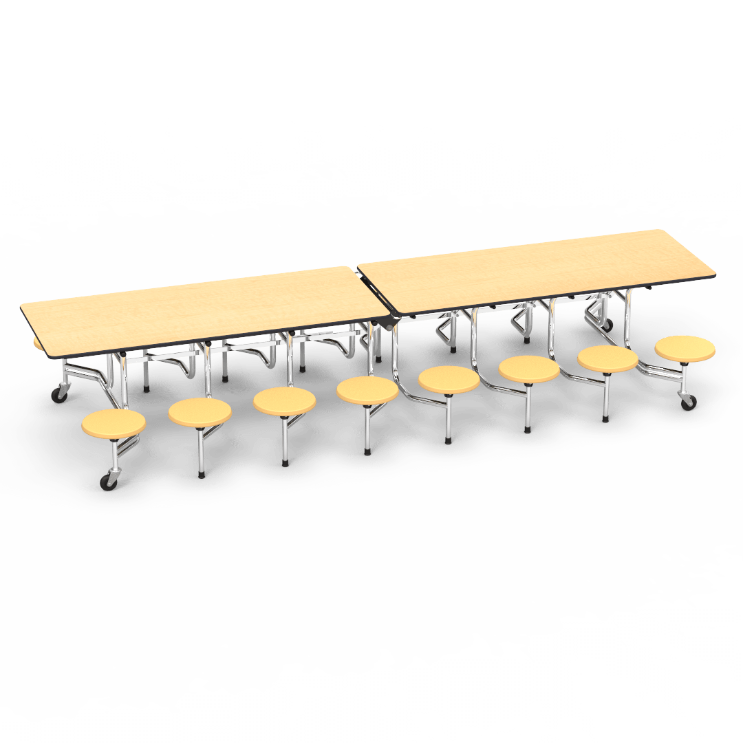 Virco MTS15271216AE - Mobile Stool Cafeteria Table 27"H x 30"W x 12'Long, 15" high Stools with 16 Stools w/ Sure Edge (Virco MTS15271216AE) - SchoolOutlet