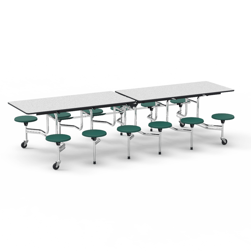 Virco MTS17291012AE - Mobile Stool Cafeteria Table - Sure Edge - 17" Seat Height - 10'L - 12 Stools (Virco MTS17291012AE) - SchoolOutlet