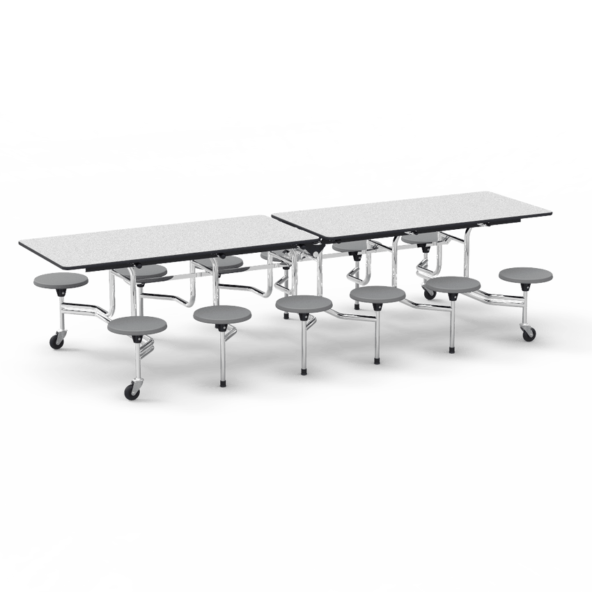 Virco MTS17291012AE - Mobile Stool Cafeteria Table - Sure Edge - 17" Seat Height - 10'L - 12 Stools (Virco MTS17291012AE) - SchoolOutlet