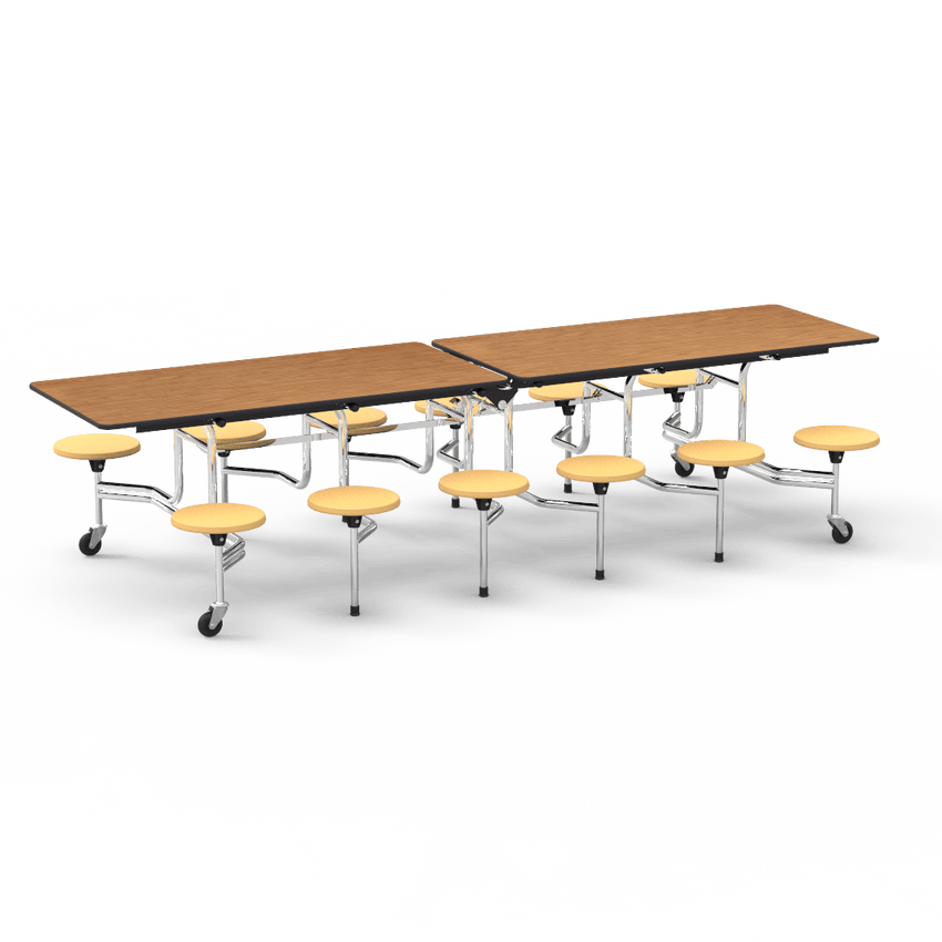 Virco MTS17291012AE - Mobile Stool Cafeteria Table - Sure Edge - 17" Seat Height - 10'L - 12 Stools (Virco MTS17291012AE) - SchoolOutlet