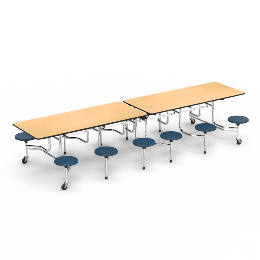 Virco MTS17291212 - Mobile Stool Cafeteria Table 27"H x 30"W x 12'Long, 12 - 17" high Stools (Virco MTS17291212) - SchoolOutlet