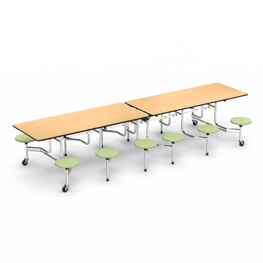 Virco MTS17291212 - Mobile Stool Cafeteria Table 27"H x 30"W x 12'Long, 12 - 17" high Stools (Virco MTS17291212) - SchoolOutlet