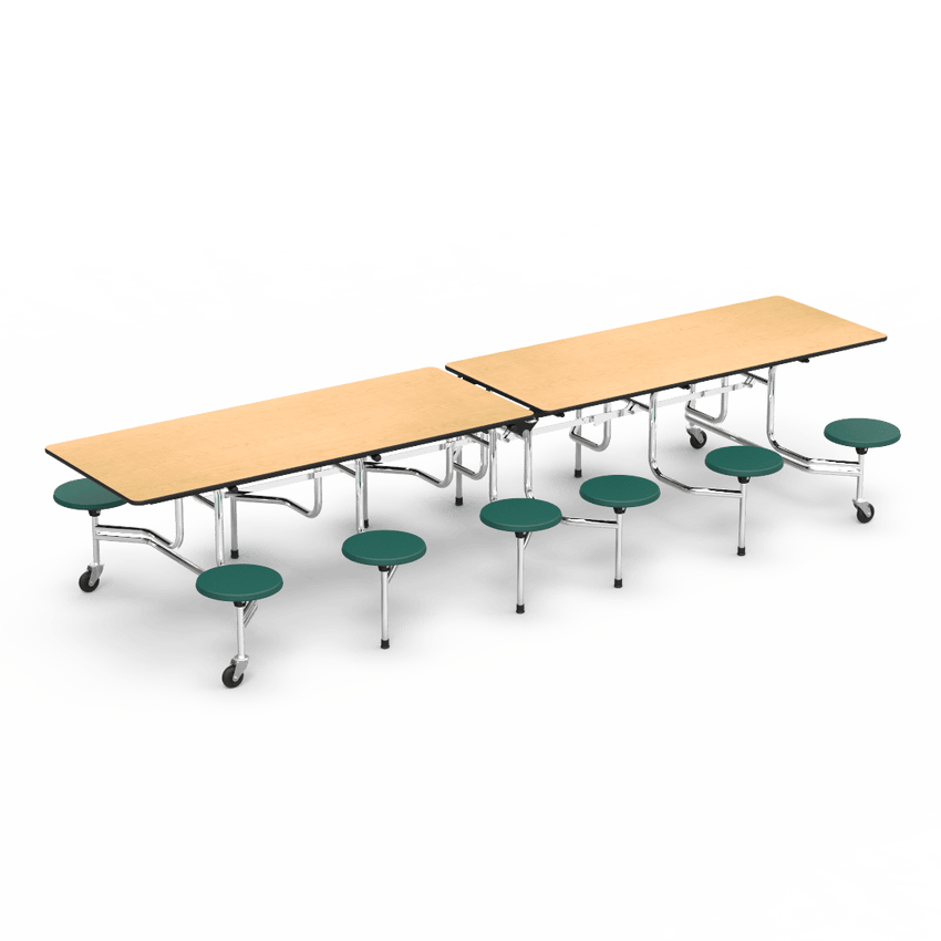 Virco MTS17291212 - Mobile Stool Cafeteria Table 27"H x 30"W x 12'Long, 12 - 17" high Stools (Virco MTS17291212) - SchoolOutlet