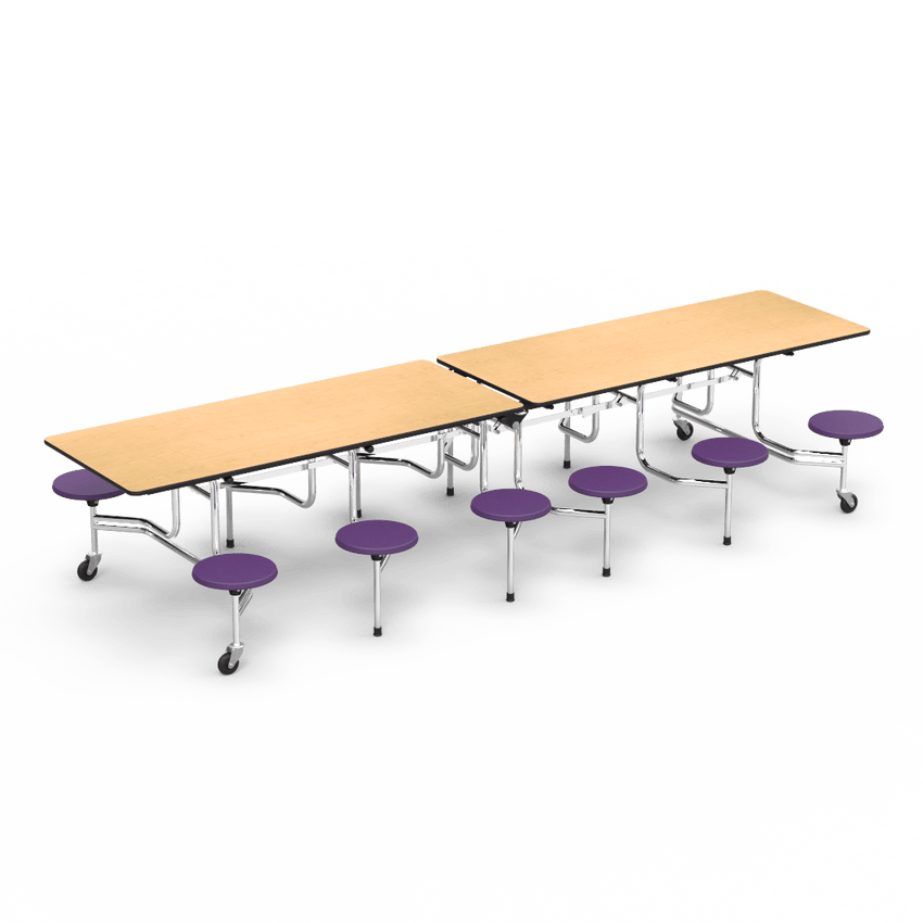 Virco MTS17291212 - Mobile Stool Cafeteria Table 27"H x 30"W x 12'Long, 12 - 17" high Stools (Virco MTS17291212) - SchoolOutlet