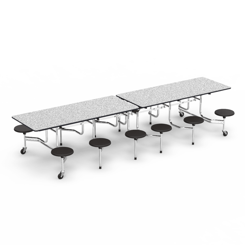 Virco MTS17291212AE - Mobile Stool Cafeteria Table - Sure - 17" Seat Height - 12'L - 12 Stools (Virco MTS17291212AE) - SchoolOutlet