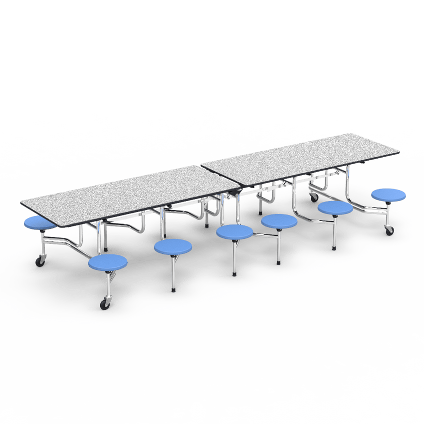 Virco MTS17291212AE - Mobile Stool Cafeteria Table - Sure - 17" Seat Height - 12'L - 12 Stools (Virco MTS17291212AE) - SchoolOutlet