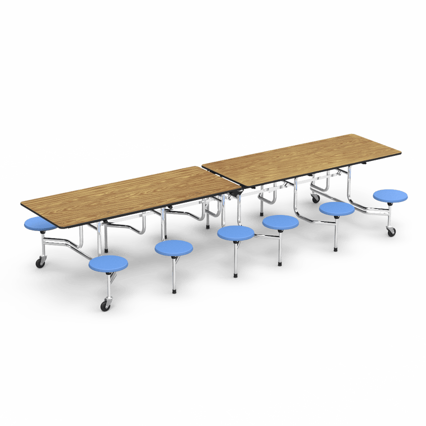 Virco MTS17291212AE - Mobile Stool Cafeteria Table - Sure - 17" Seat Height - 12'L - 12 Stools (Virco MTS17291212AE) - SchoolOutlet