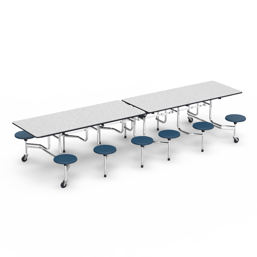 Virco MTS17291212AE - Mobile Stool Cafeteria Table - Sure - 17" Seat Height - 12'L - 12 Stools (Virco MTS17291212AE) - SchoolOutlet