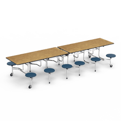 Virco MTS17291212AE - Mobile Stool Cafeteria Table - Sure - 17" Seat Height - 12'L - 12 Stools (Virco MTS17291212AE)
