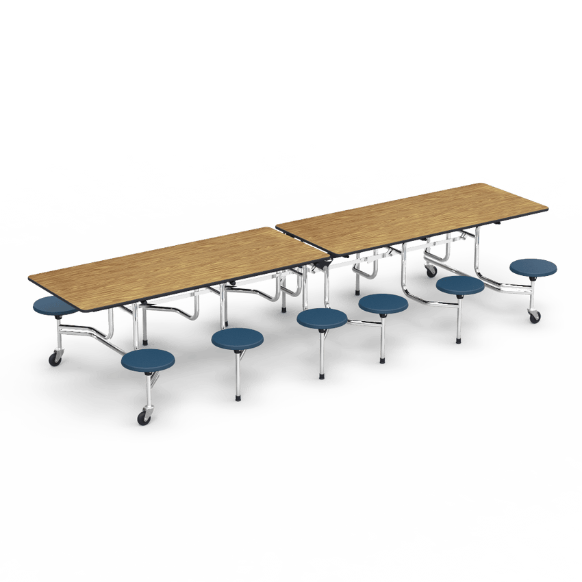 Virco MTS17291212AE - Mobile Stool Cafeteria Table - Sure - 17" Seat Height - 12'L - 12 Stools (Virco MTS17291212AE) - SchoolOutlet