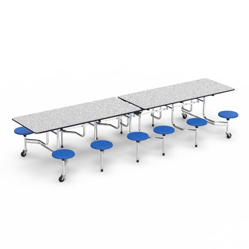 Virco MTS17291212AE - Mobile Stool Cafeteria Table - Sure - 17" Seat Height - 12'L - 12 Stools (Virco MTS17291212AE) - SchoolOutlet