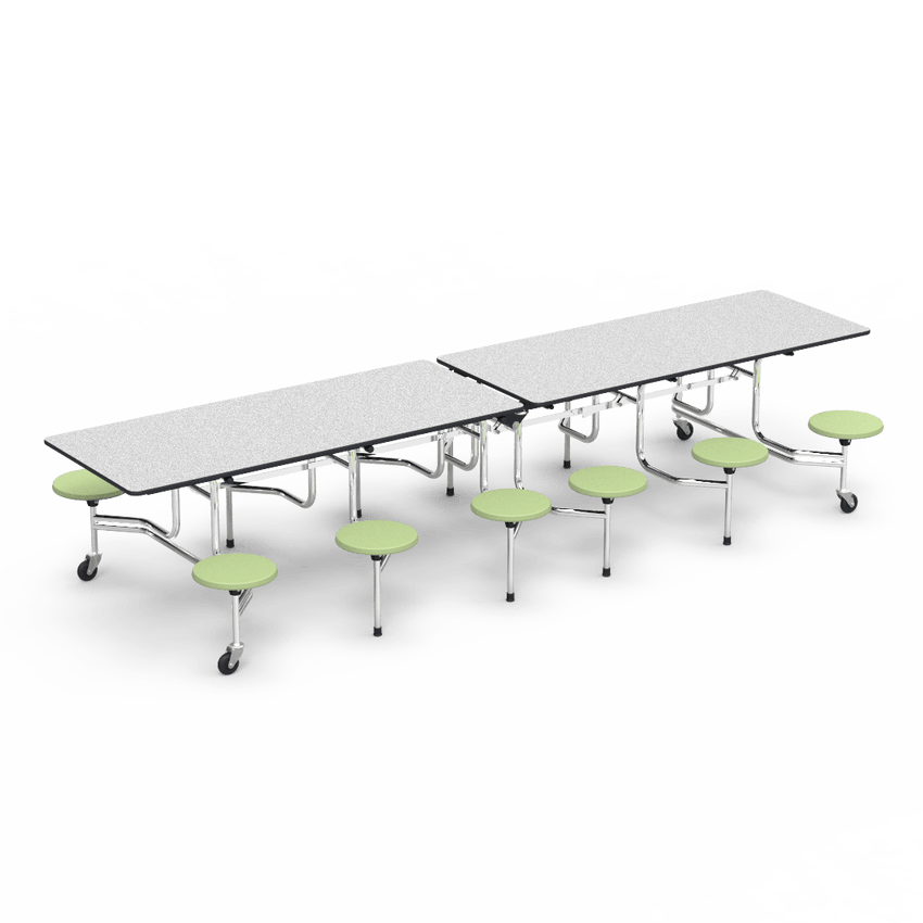 Virco MTS17291212AE - Mobile Stool Cafeteria Table - Sure - 17" Seat Height - 12'L - 12 Stools (Virco MTS17291212AE) - SchoolOutlet