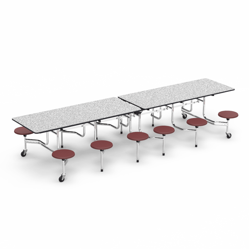 Virco MTS17291212AE - Mobile Stool Cafeteria Table - Sure - 17" Seat Height - 12'L - 12 Stools (Virco MTS17291212AE) - SchoolOutlet