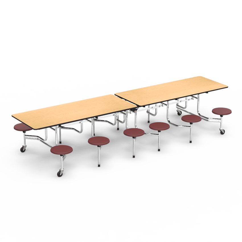 Virco MTS17291212AE - Mobile Stool Cafeteria Table - Sure - 17" Seat Height - 12'L - 12 Stools (Virco MTS17291212AE) - SchoolOutlet