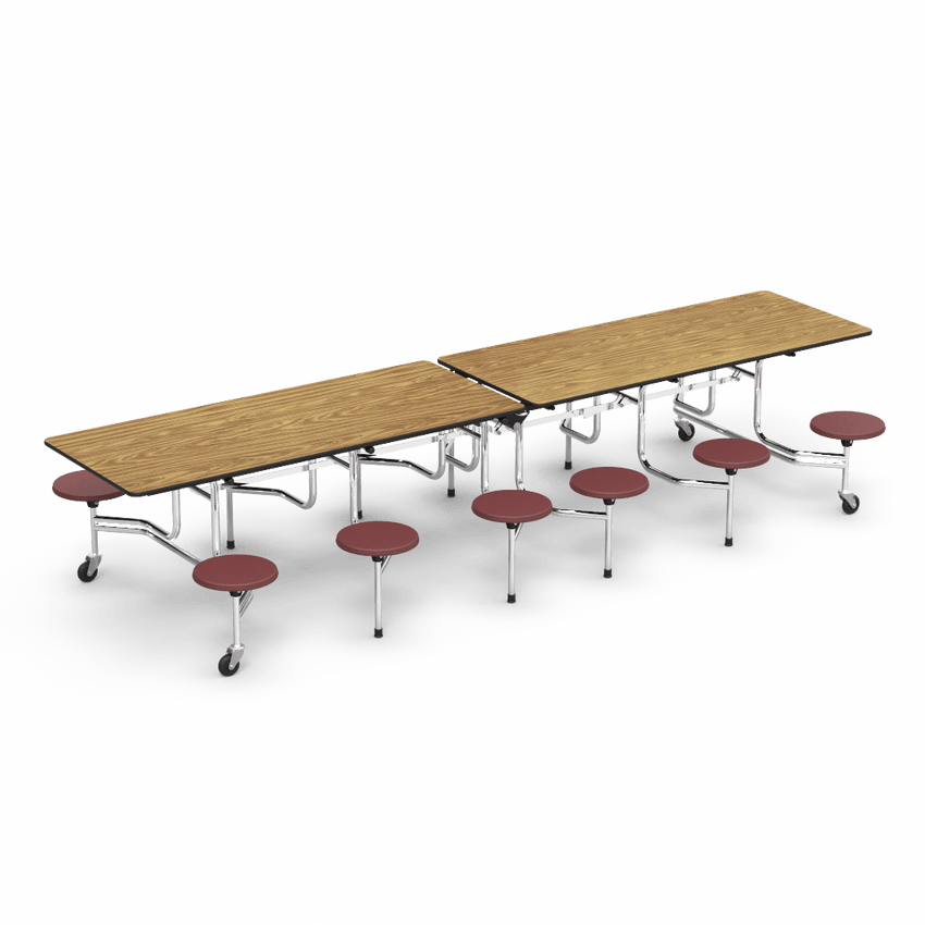 Virco MTS17291212AE - Mobile Stool Cafeteria Table - Sure - 17" Seat Height - 12'L - 12 Stools (Virco MTS17291212AE) - SchoolOutlet