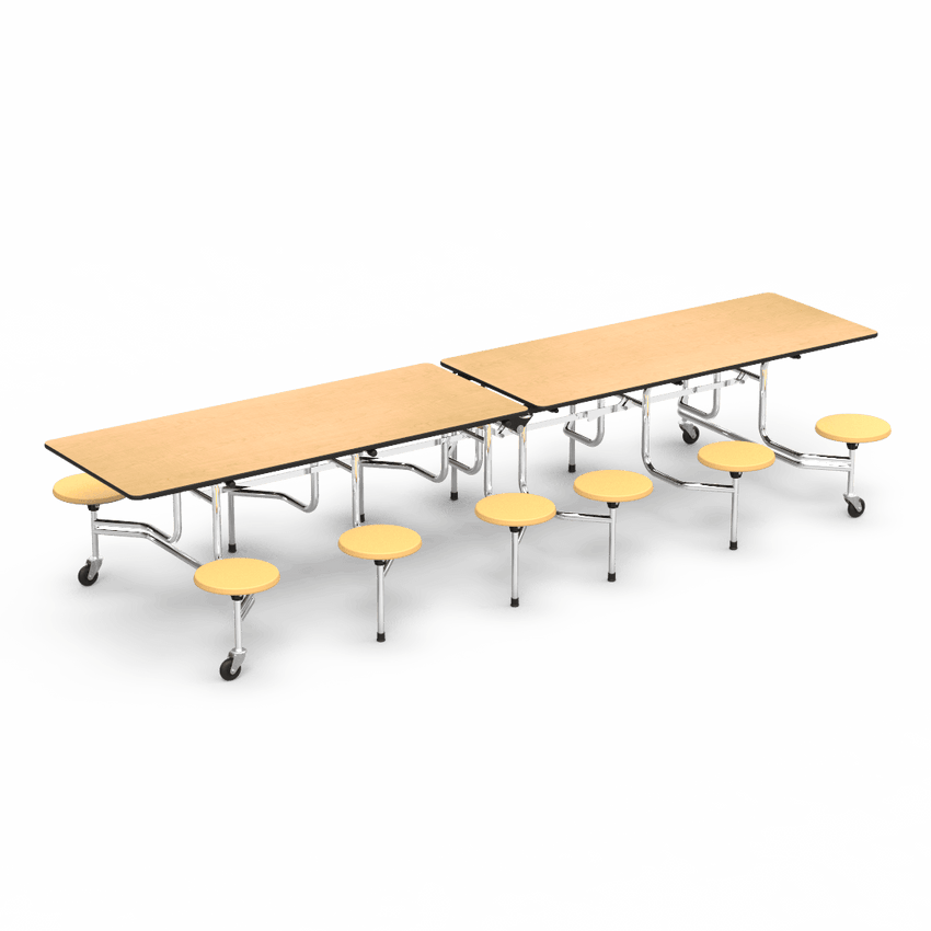 Virco MTS17291212AE - Mobile Stool Cafeteria Table - Sure - 17" Seat Height - 12'L - 12 Stools (Virco MTS17291212AE) - SchoolOutlet