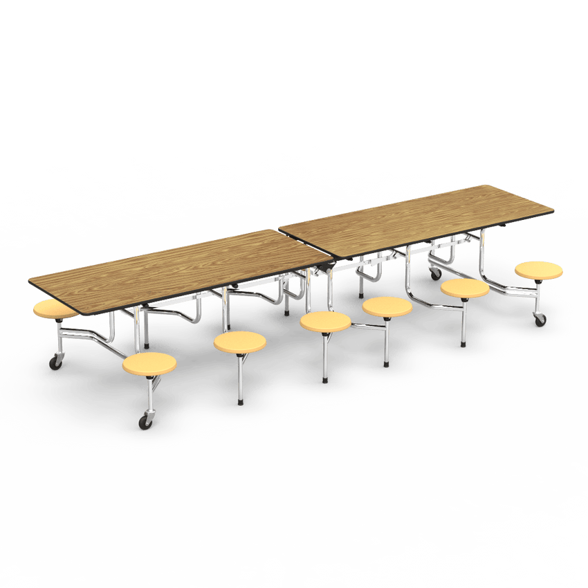 Virco MTS17291212AE - Mobile Stool Cafeteria Table - Sure - 17" Seat Height - 12'L - 12 Stools (Virco MTS17291212AE) - SchoolOutlet