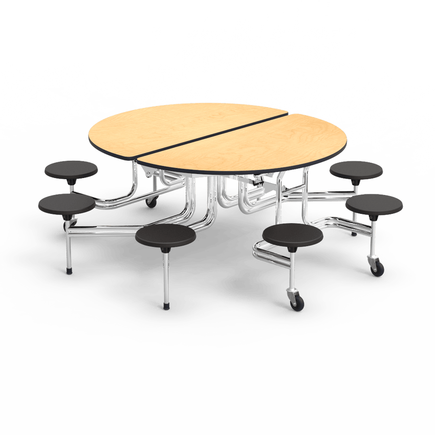 Virco MTSO152758 - Oval Mobile Stool Cafeteria Table - T-mold Edge - 15" Seat Height - 8 Stools (Virco MTSO152758) - SchoolOutlet