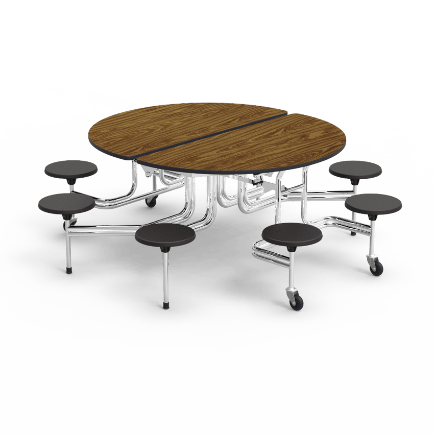 Virco MTSO152758 - Oval Mobile Stool Cafeteria Table - T-mold Edge - 15" Seat Height - 8 Stools (Virco MTSO152758) - SchoolOutlet