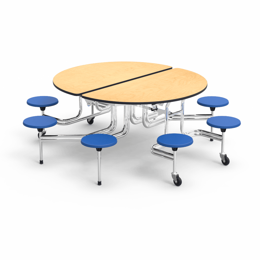 Virco MTSO152758 - Oval Mobile Stool Cafeteria Table - T-mold Edge - 15" Seat Height - 8 Stools (Virco MTSO152758) - SchoolOutlet