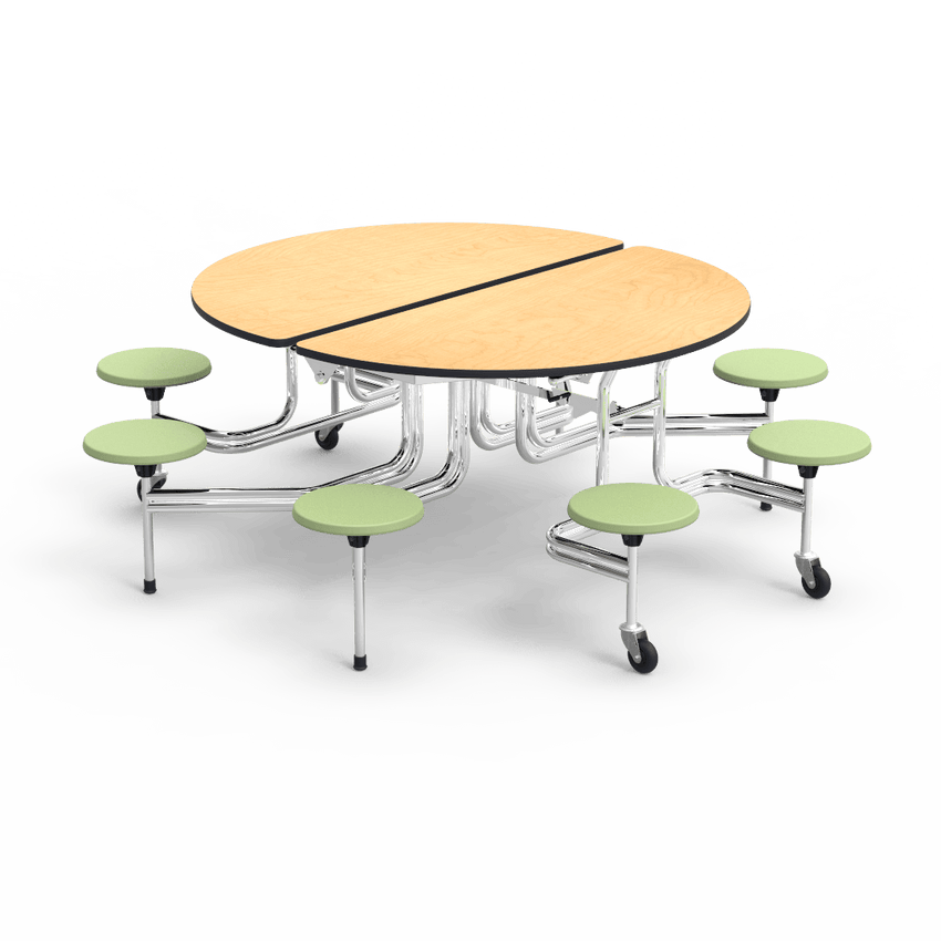 Virco MTSO152758 - Oval Mobile Stool Cafeteria Table - T-mold Edge - 15" Seat Height - 8 Stools (Virco MTSO152758) - SchoolOutlet