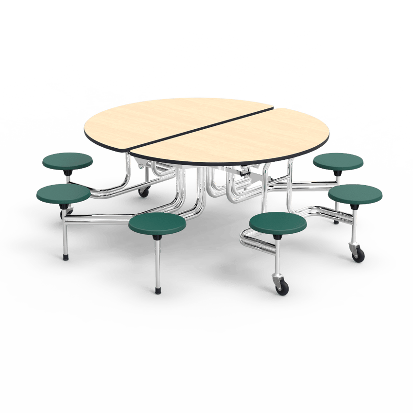 Virco MTSO152758 - Oval Mobile Stool Cafeteria Table - T-mold Edge - 15" Seat Height - 8 Stools (Virco MTSO152758) - SchoolOutlet