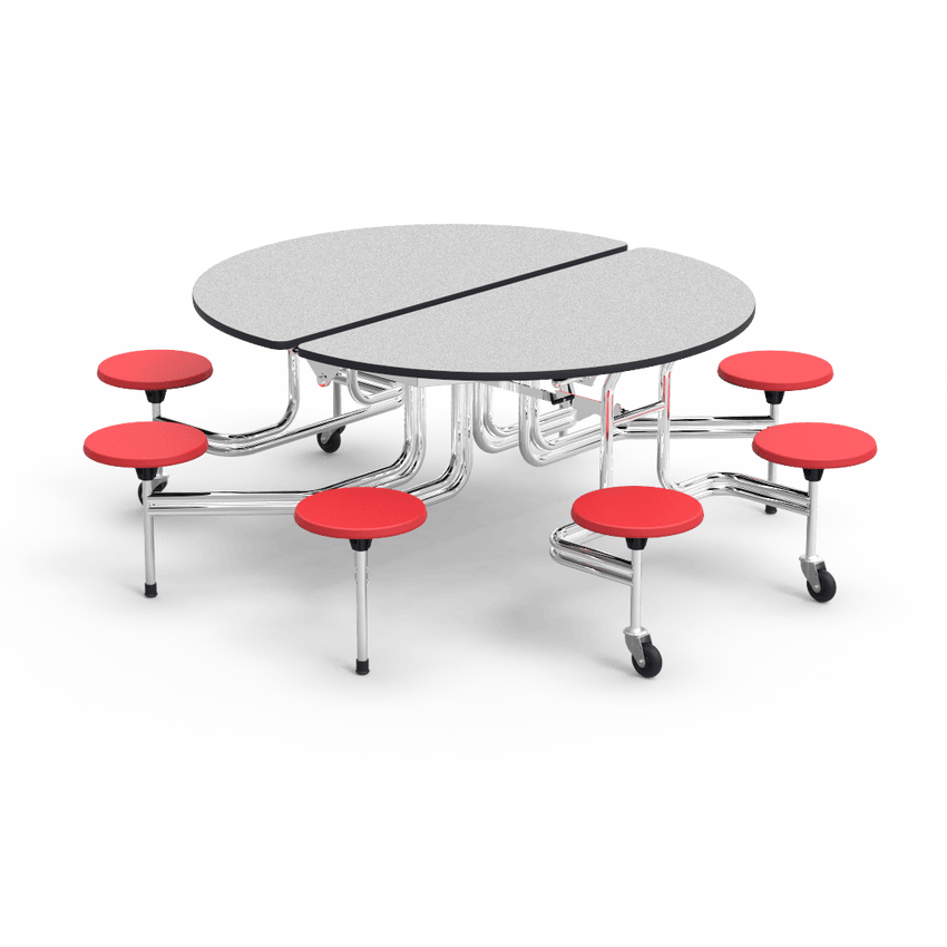 Virco MTSO152758 - Oval Mobile Stool Cafeteria Table - T-mold Edge - 15" Seat Height - 8 Stools (Virco MTSO152758) - SchoolOutlet