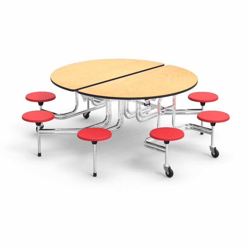 Virco MTSO152758 - Oval Mobile Stool Cafeteria Table - T-mold Edge - 15" Seat Height - 8 Stools (Virco MTSO152758) - SchoolOutlet