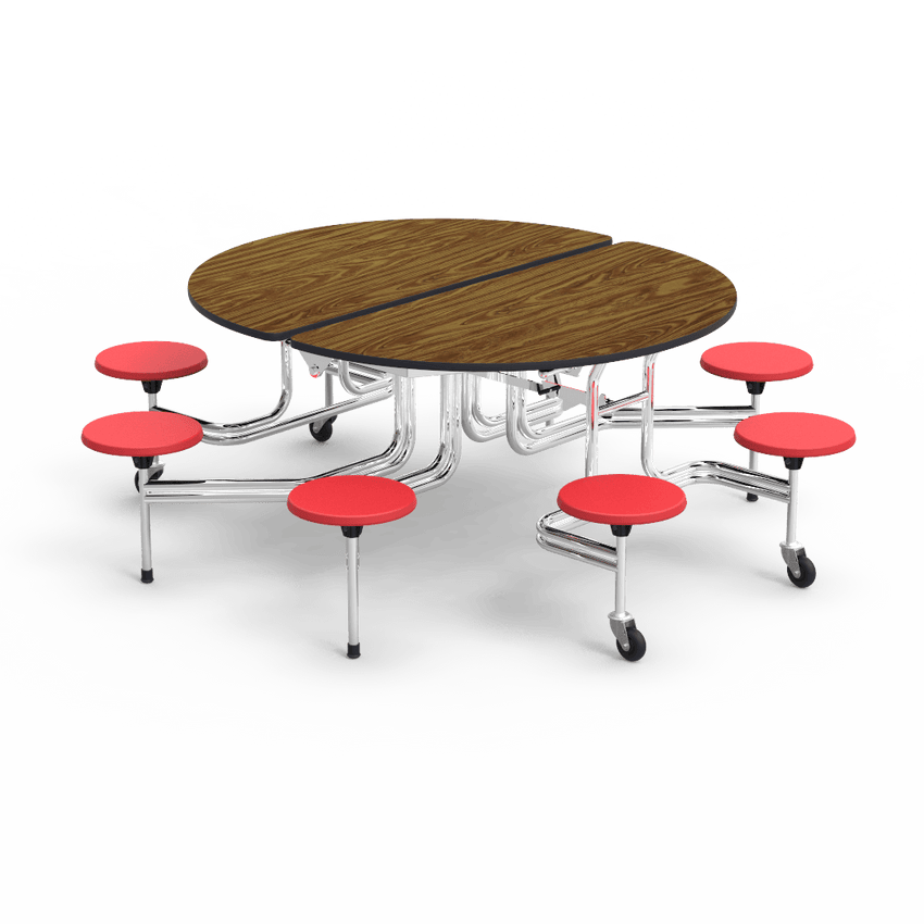 Virco MTSO152758 - Oval Mobile Stool Cafeteria Table - T-mold Edge - 15" Seat Height - 8 Stools (Virco MTSO152758) - SchoolOutlet