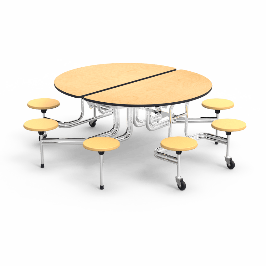 Virco MTSO152758 - Oval Mobile Stool Cafeteria Table - T-mold Edge - 15" Seat Height - 8 Stools (Virco MTSO152758) - SchoolOutlet