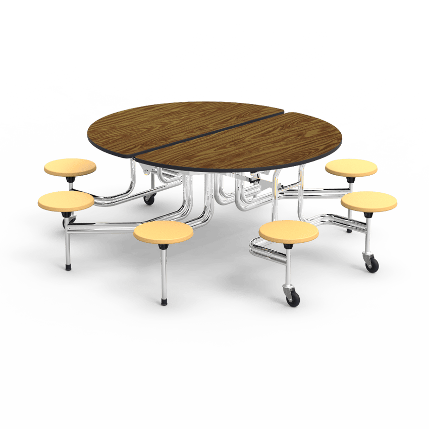 Virco MTSO152758 - Oval Mobile Stool Cafeteria Table - T-mold Edge - 15" Seat Height - 8 Stools (Virco MTSO152758) - SchoolOutlet