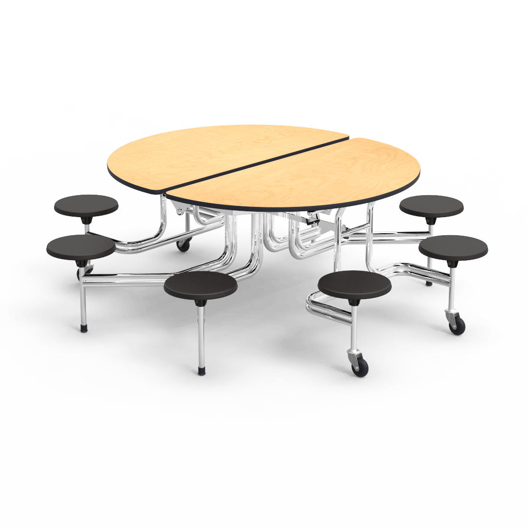 Virco MTSO172958 - Oval Mobile Stool Cafeteria Table - T-mold Edge - 17" Seat Height - 8 Stools (Virco MTSO172958) - SchoolOutlet