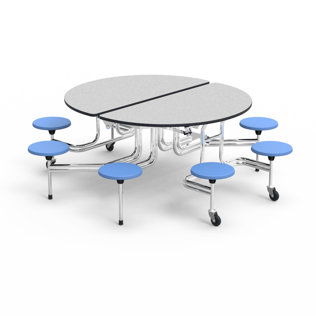 Virco MTSO172958 - Oval Mobile Stool Cafeteria Table - T-mold Edge - 17" Seat Height - 8 Stools (Virco MTSO172958) - SchoolOutlet