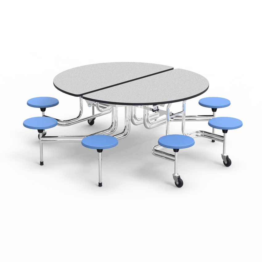 Virco MTSO172958 - Oval Mobile Stool Cafeteria Table - T-mold Edge - 17" Seat Height - 8 Stools (Virco MTSO172958) - SchoolOutlet