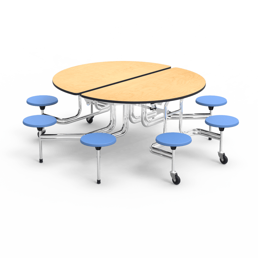 Virco MTSO172958 - Oval Mobile Stool Cafeteria Table - T-mold Edge - 17" Seat Height - 8 Stools (Virco MTSO172958) - SchoolOutlet