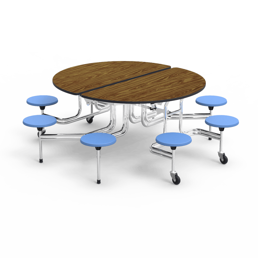 Virco MTSO172958 - Oval Mobile Stool Cafeteria Table - T-mold Edge - 17" Seat Height - 8 Stools (Virco MTSO172958) - SchoolOutlet