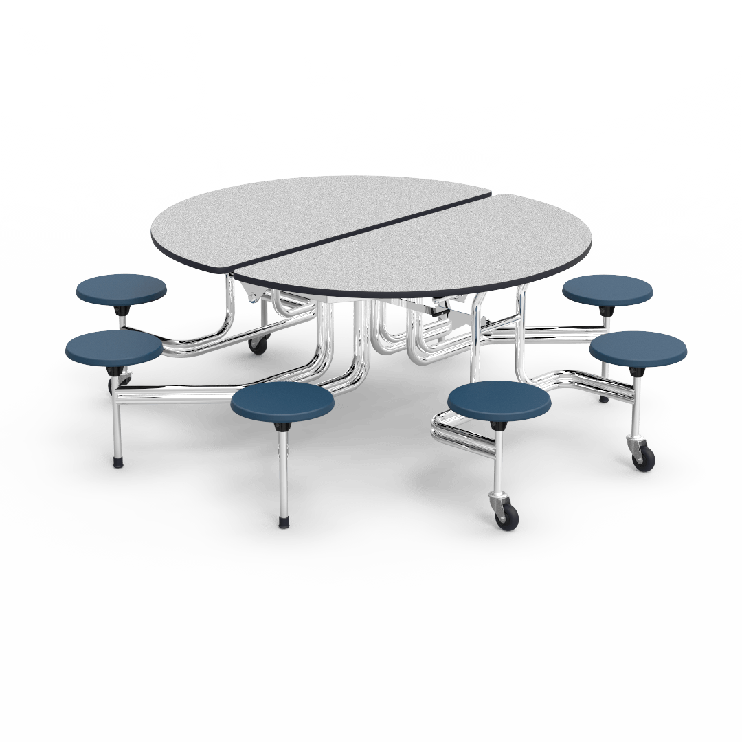 Virco MTSO172958 - Oval Mobile Stool Cafeteria Table - T-mold Edge - 17" Seat Height - 8 Stools (Virco MTSO172958) - SchoolOutlet