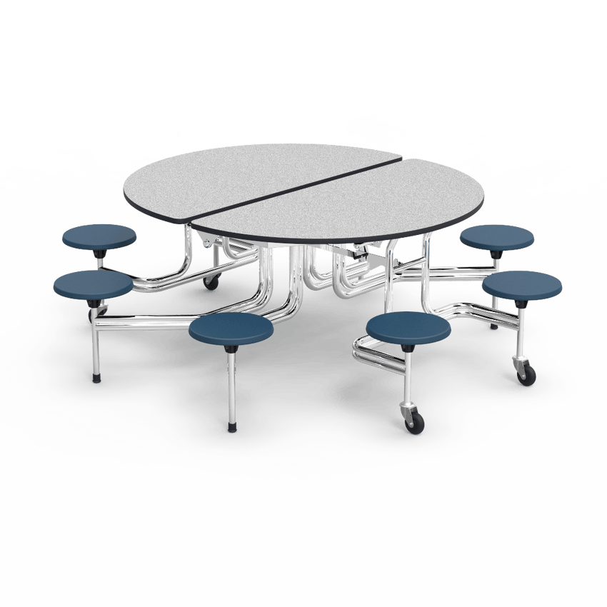 Virco MTSO172958 - Oval Mobile Stool Cafeteria Table - T-mold Edge - 17" Seat Height - 8 Stools (Virco MTSO172958) - SchoolOutlet