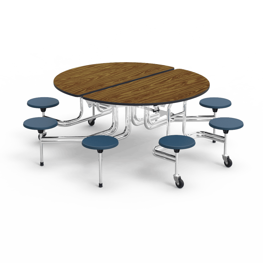 Virco MTSO172958 - Oval Mobile Stool Cafeteria Table - T-mold Edge - 17" Seat Height - 8 Stools (Virco MTSO172958) - SchoolOutlet