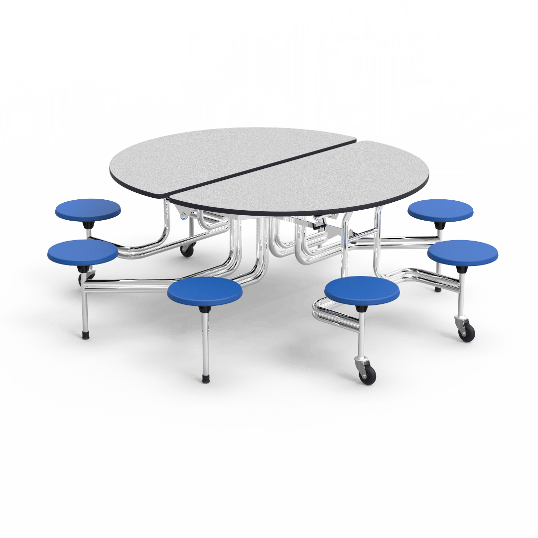 Virco MTSO172958 - Oval Mobile Stool Cafeteria Table - T-mold Edge - 17" Seat Height - 8 Stools (Virco MTSO172958) - SchoolOutlet