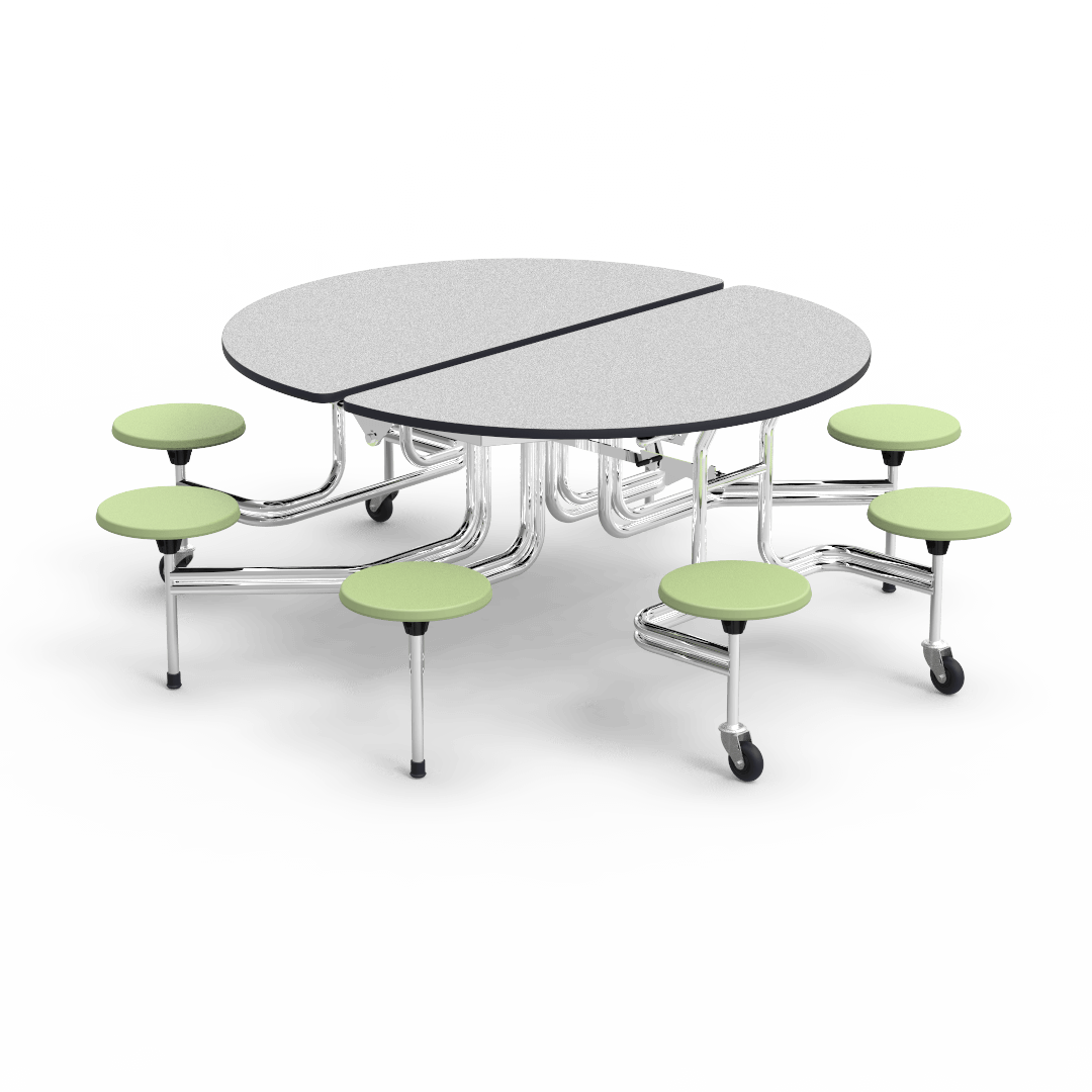 Virco MTSO172958 - Oval Mobile Stool Cafeteria Table - T-mold Edge - 17" Seat Height - 8 Stools (Virco MTSO172958) - SchoolOutlet