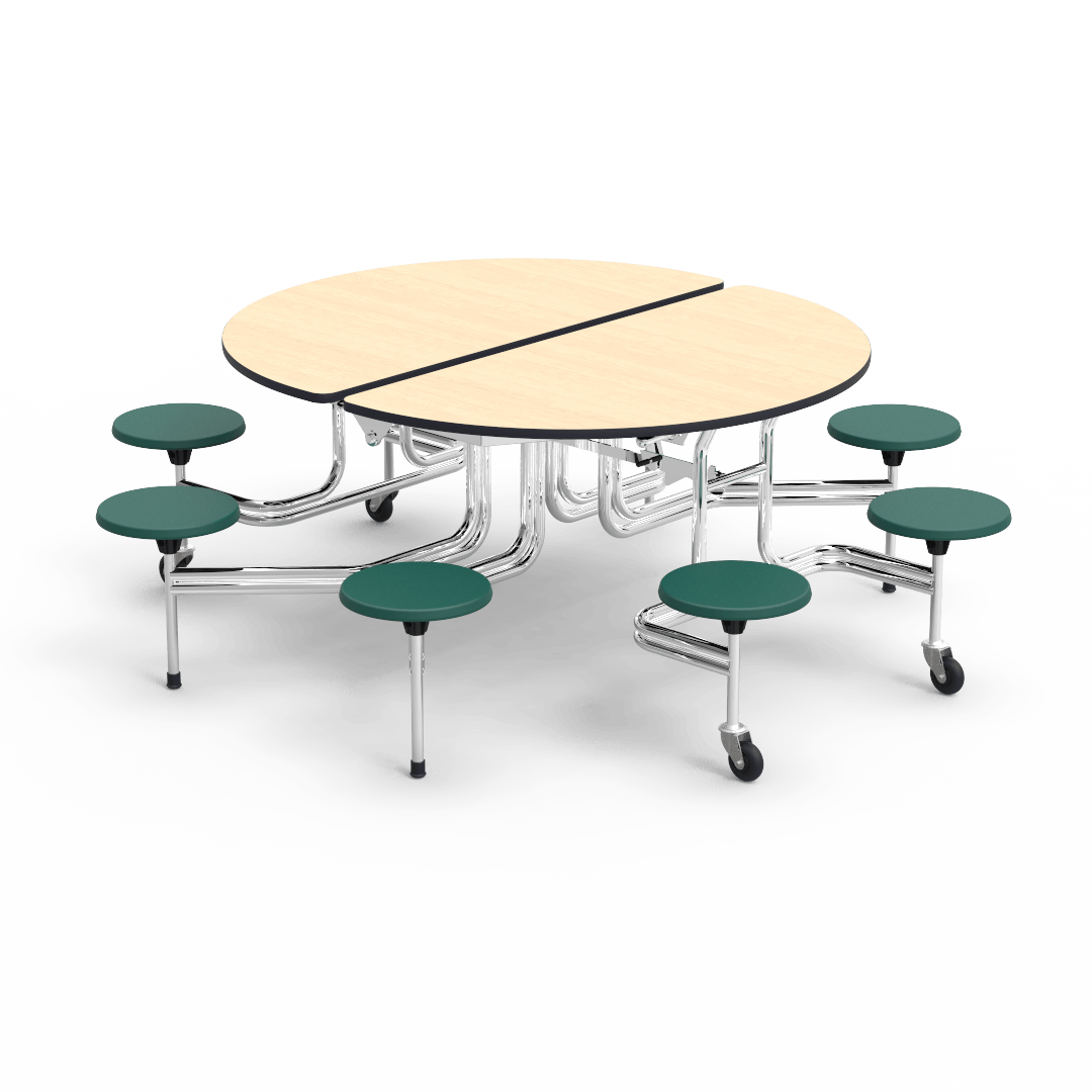 Virco MTSO172958 - Oval Mobile Stool Cafeteria Table - T-mold Edge - 17" Seat Height - 8 Stools (Virco MTSO172958) - SchoolOutlet