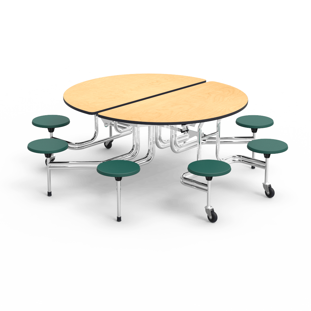 Virco MTSO172958 - Oval Mobile Stool Cafeteria Table - T-mold Edge - 17" Seat Height - 8 Stools (Virco MTSO172958) - SchoolOutlet