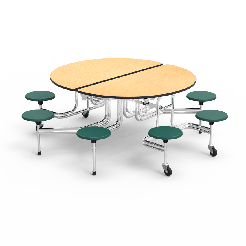 Virco MTSO172958 - Oval Mobile Stool Cafeteria Table - T-mold Edge - 17" Seat Height - 8 Stools (Virco MTSO172958) - SchoolOutlet