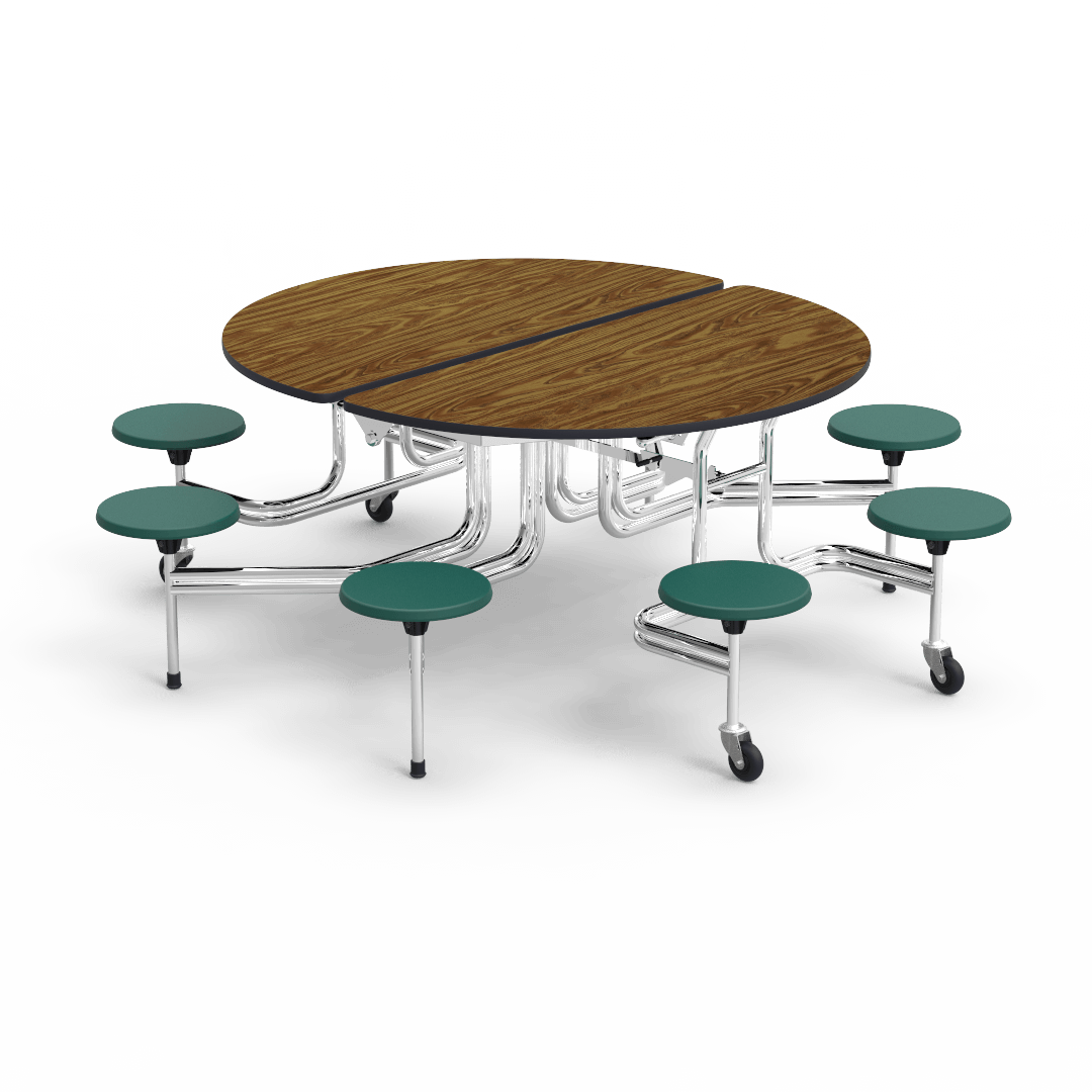 Virco MTSO172958 - Oval Mobile Stool Cafeteria Table - T-mold Edge - 17" Seat Height - 8 Stools (Virco MTSO172958) - SchoolOutlet